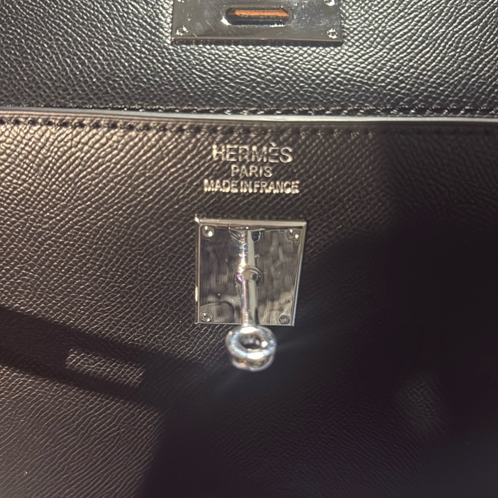 Black Structured Handbag with Colorful Scarf Accents - Picture 4 of 13